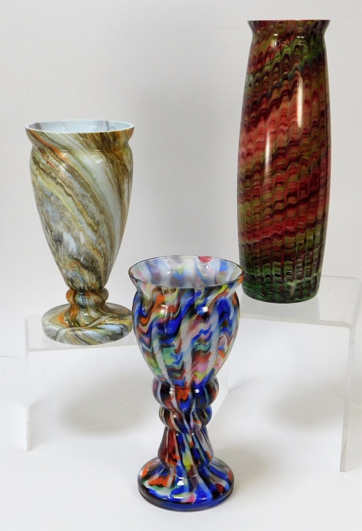 3PC RINDSKOPF WELZ BOHEMIAN ART GLASS