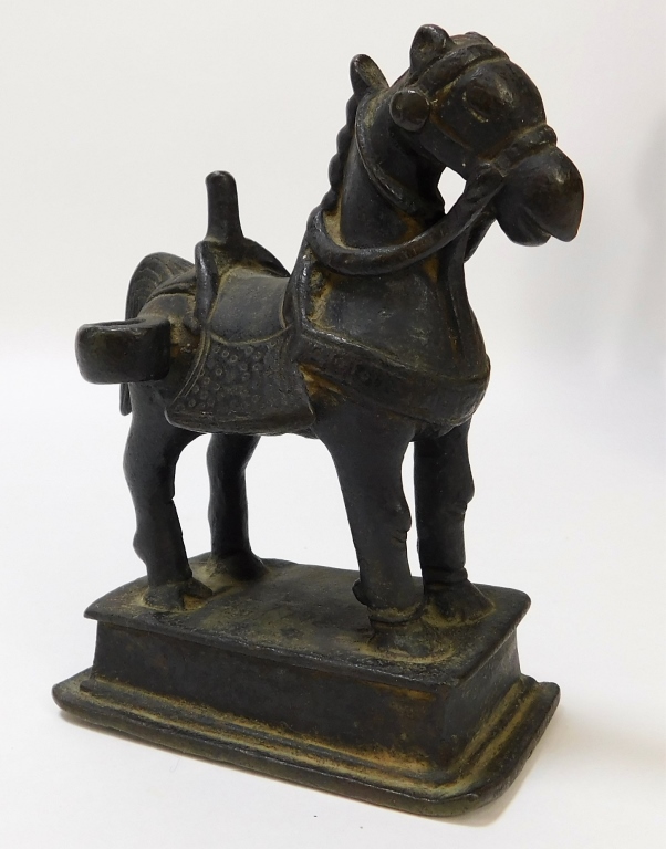 C.1900 INDIAN BRONZE SADDLED HORSE