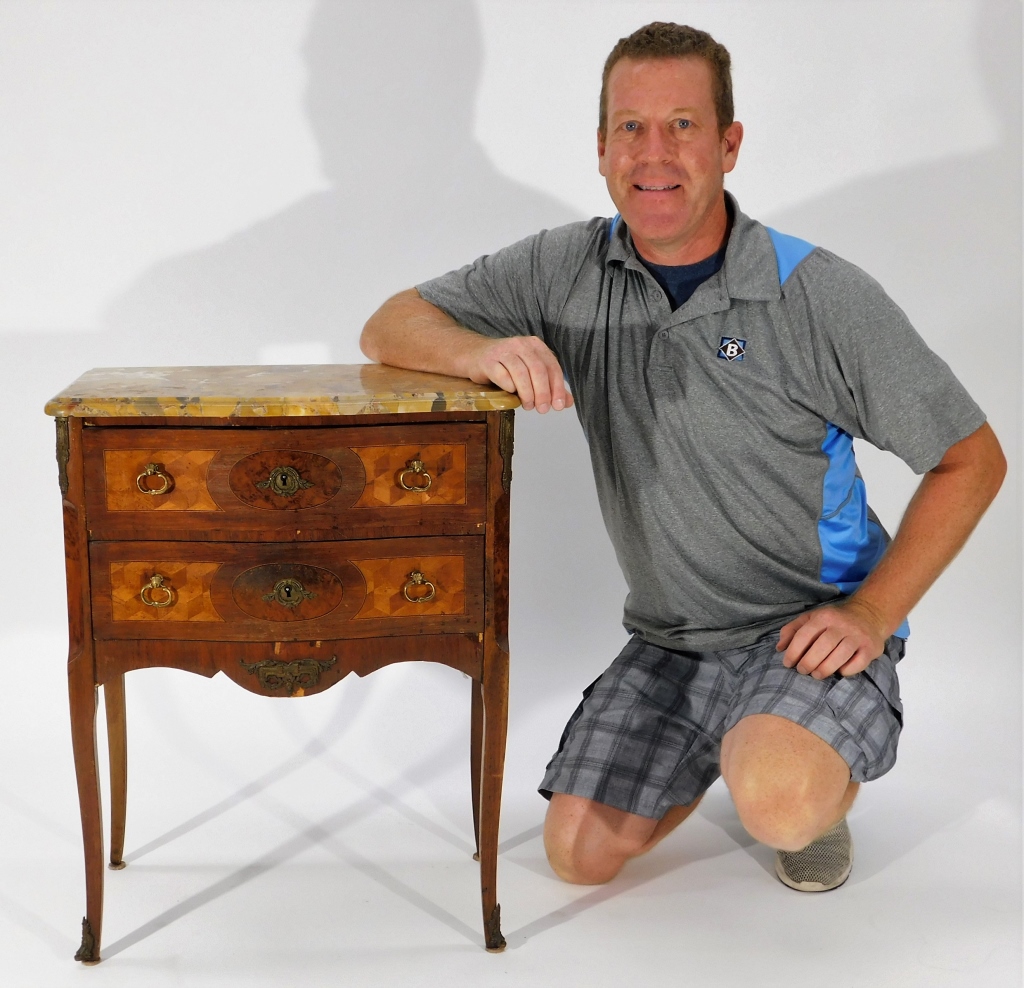 20C FRENCH MARQUETRY INLAID 2 DRAWER