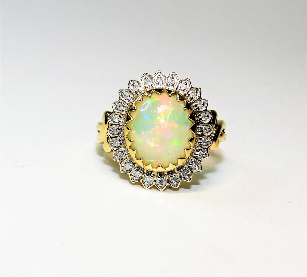 10K YELLOW GOLD FAUX OPAL DIAMOND 29bc86