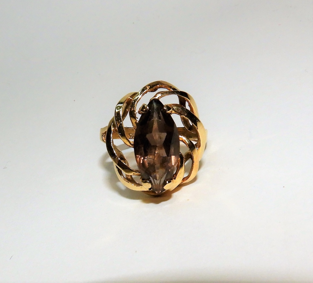 14K GOLD MARQUIS CUT LADY S CITRINE 29bc92