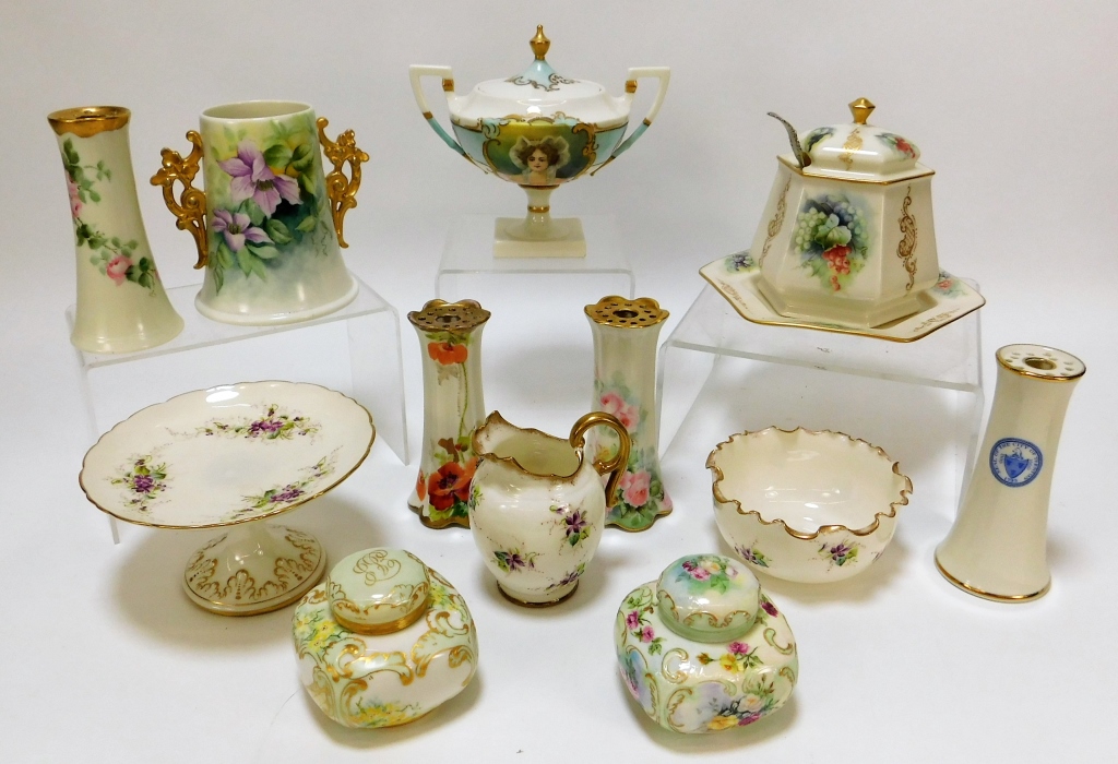 13PC AMERICAN BELLEEK FLORAL PORCELAIN 29bcf2