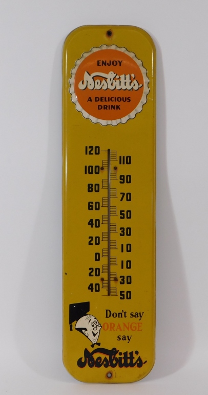 NESBITTS ORANGE SODA ADVERTISING THERMOMETER