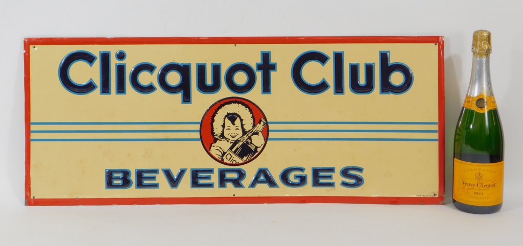 CLIQUOT CLUB EMBOSSED TIN ADVERTISING