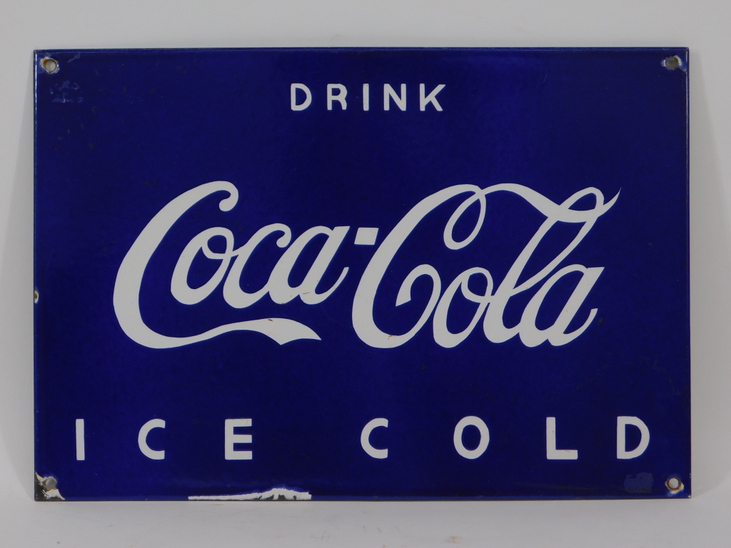 COCA-COLA BLUE PORCELAIN ADVERTISING