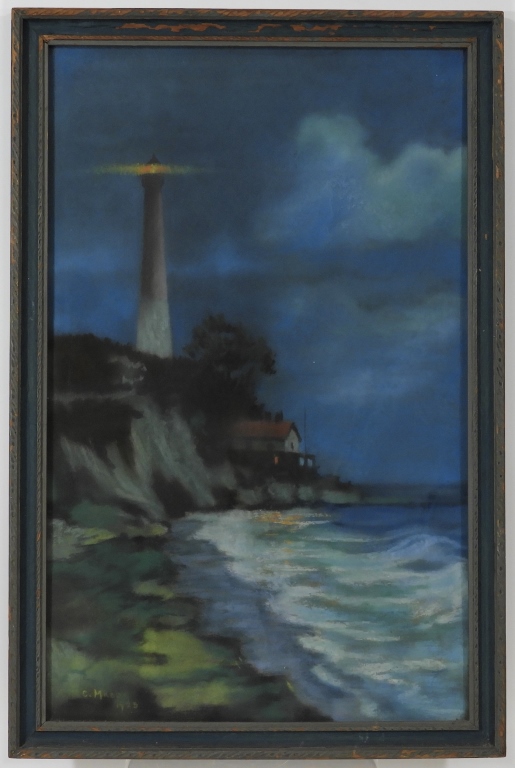 1925 AMERICAN PASTEL LIGHTHOUSE 29bda9