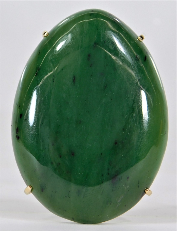SPINACH JADE & 14K YELLOW GOLD