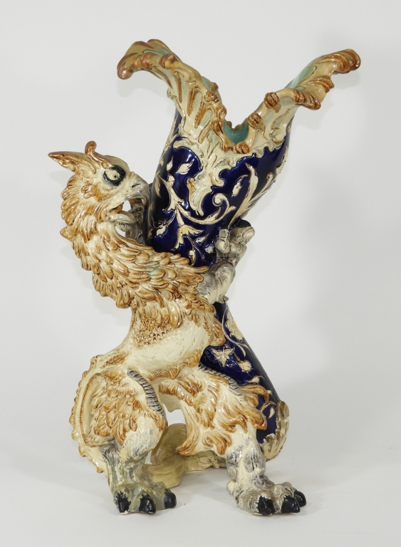 19C ENGLISH MAJOLICA FIGURAL GRIFFIN 29be68