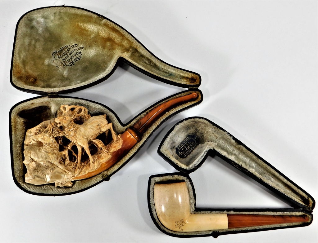 2PC ANTIQUE MEERSCHAUM PIPE ESTATE