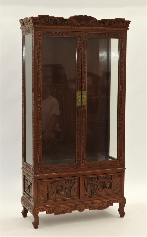 CHINESE CARVED HARDWOOD CHINA DISPLAY