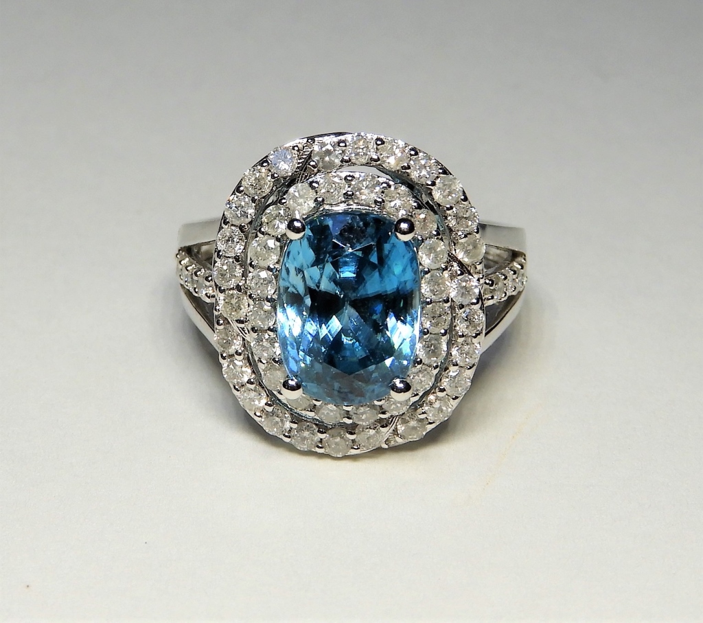 14K WHITE GOLD BLUE ZIRCON DIAMOND 29bfd0