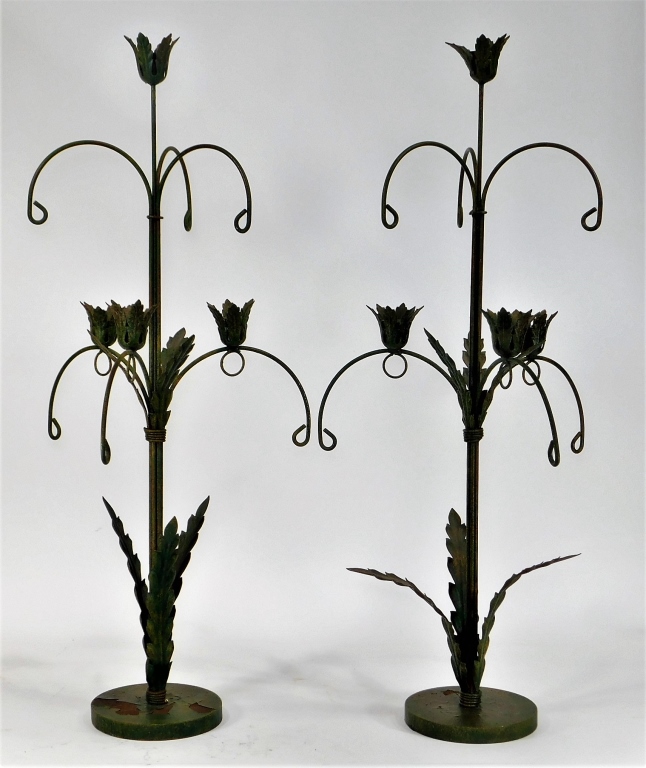 PR PATINATED IRON FOLIATE CANDELABRA