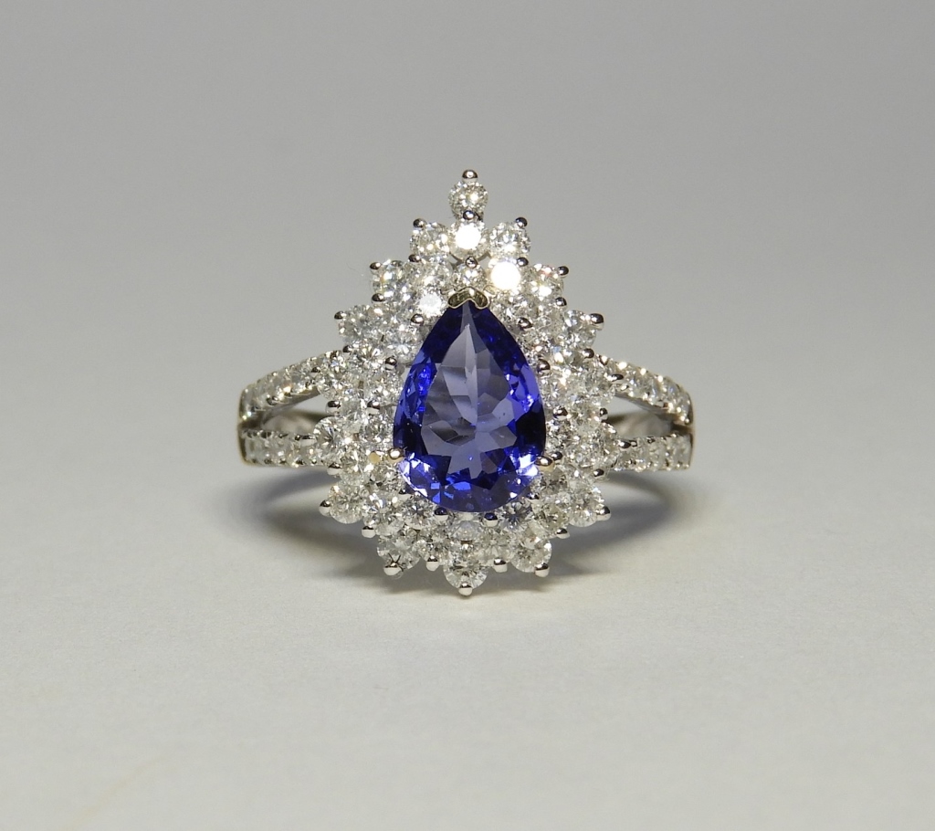 18K WHITE GOLD TANZANITE DIAMOND 29bff6