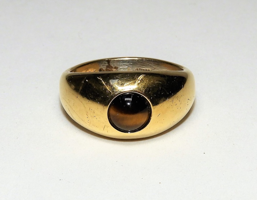 ESTATE 18KT GOLD TIGER'S EYE MEN'S