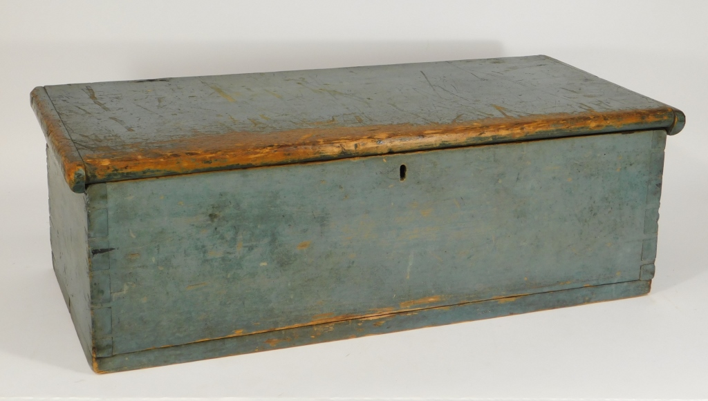 C.1840 PRIMITIVE BLUE GRAY PAINTED