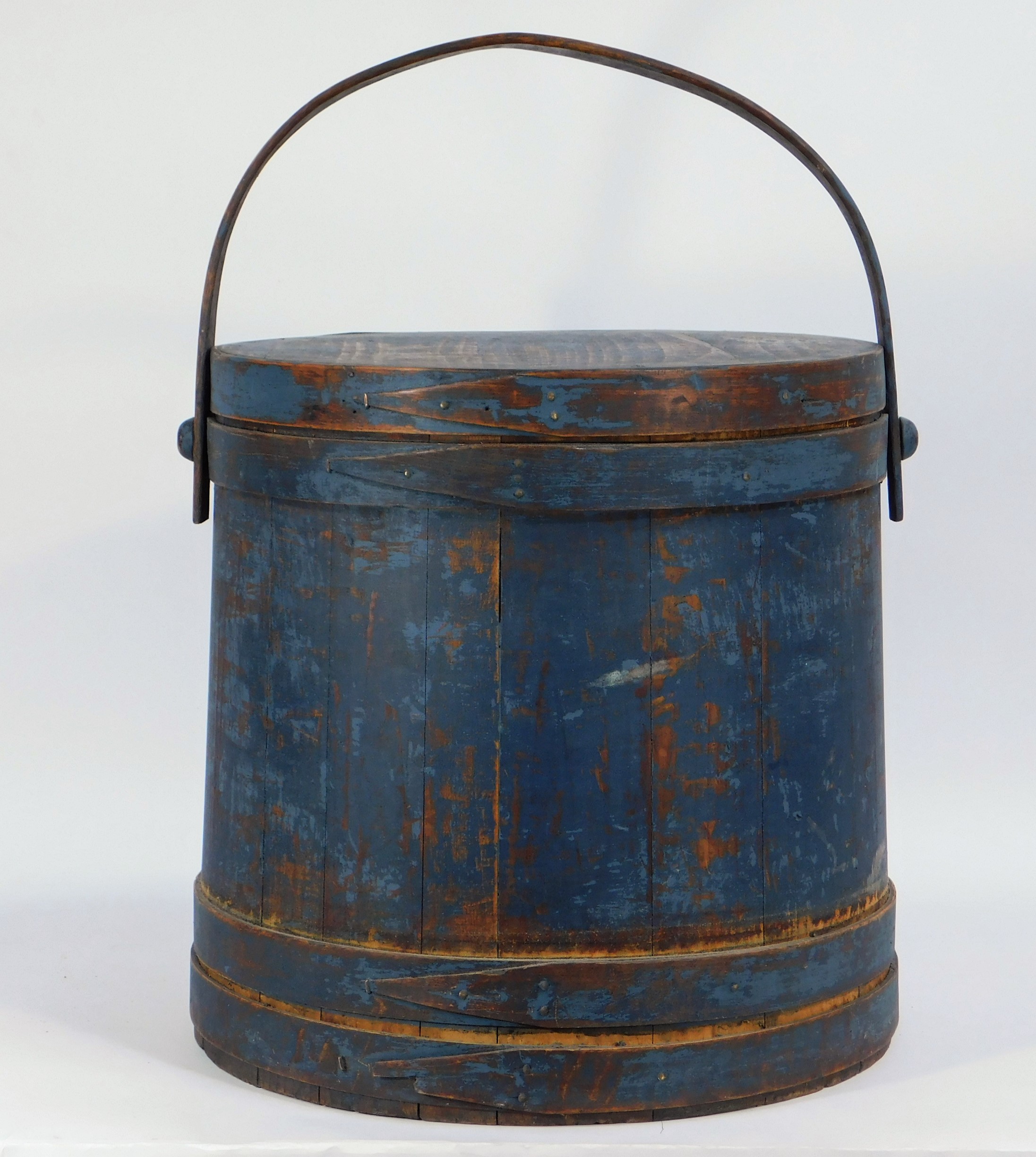 19C PRIMITIVE COUNTRY BLUE PAINTED WOOD