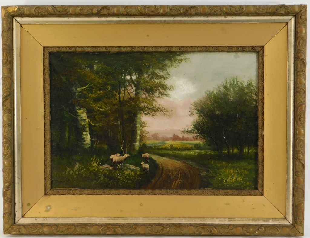 19C JACQUES DURANT O C SHEEP LANDSCAPE 29c025