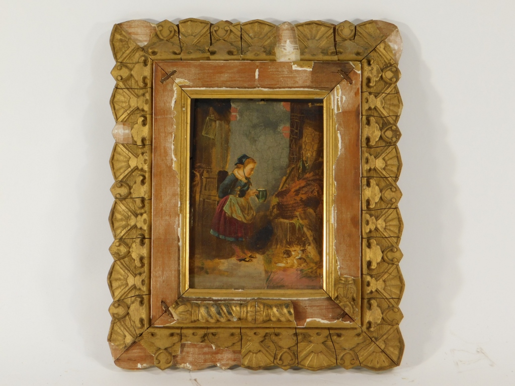 19C EUROPEAN O/B PAINTING OF GIRL