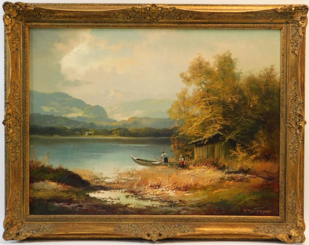 HANS WAGNER O C ALPINE LAKE LANDSCAPE 29c077