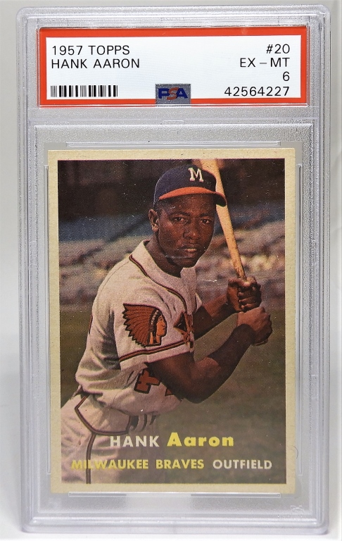 1957 TOPPS HANK AARON 20 BASEBALL 29c0d0