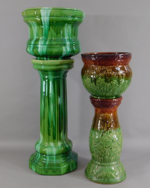 2 AMERICAN MAJOLICA POTTERY JARDINIERE