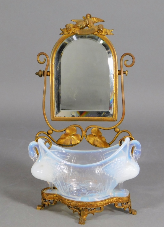 19C FRENCH GILT BRONZE OPALINE 29c126