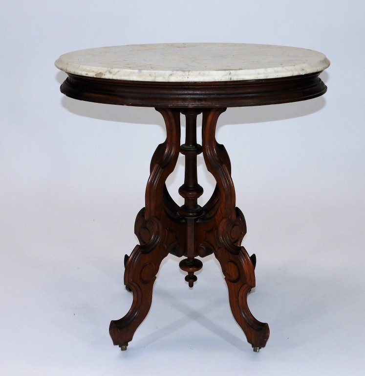 19C VICTORIAN WALNUT OVAL MARBLE 29c127