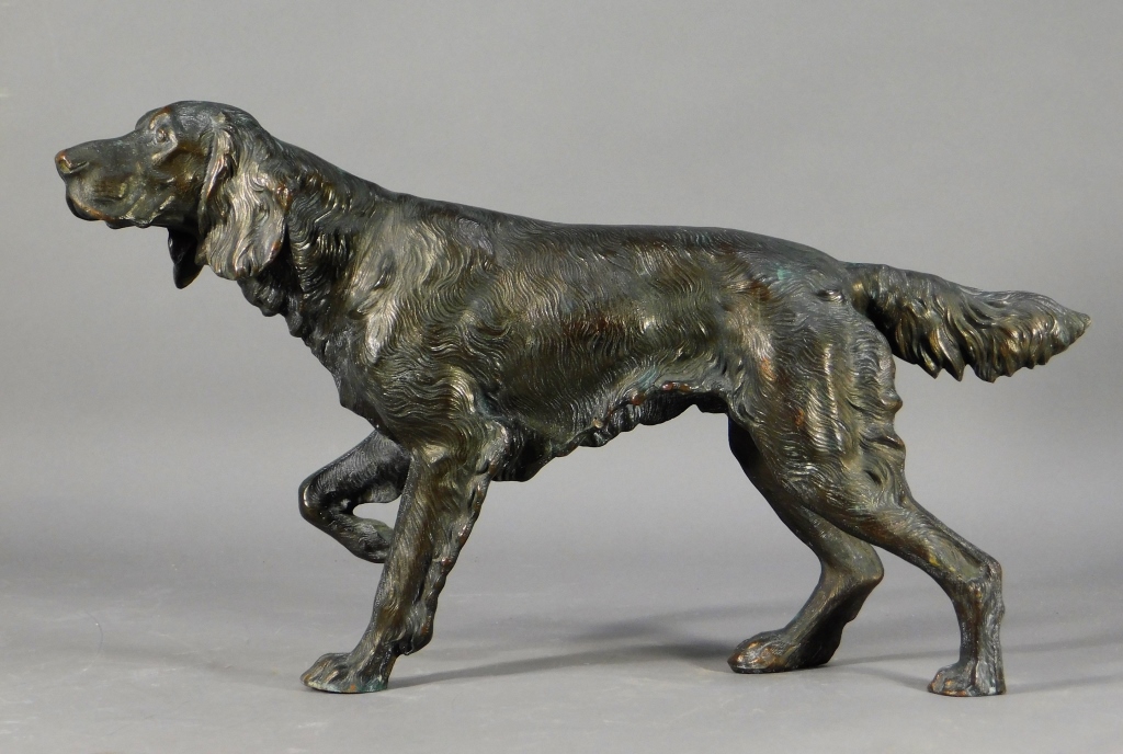 19C ENGLISH PATINATED SPELTER SETTER