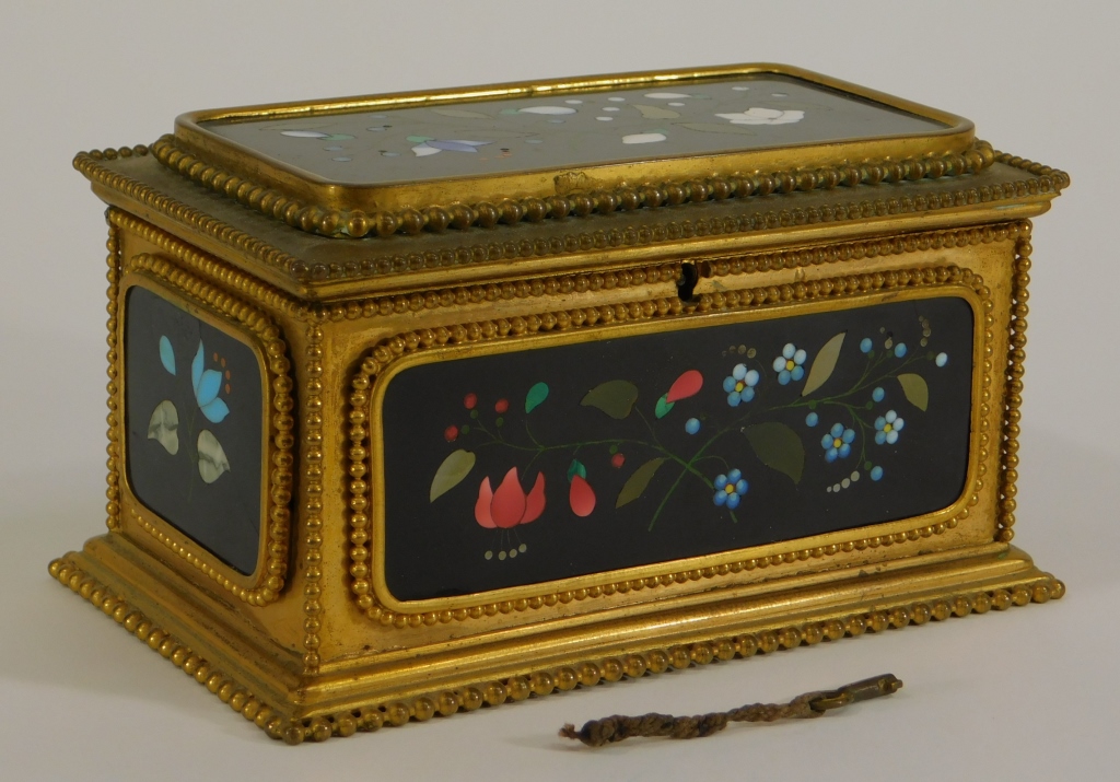 ITALIAN PIETRA DURA GILT BRONZE 29c1f5