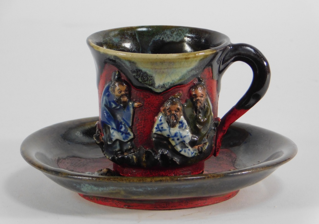 19C JAPANESE SUMIDA GAWA POTTERY CUP