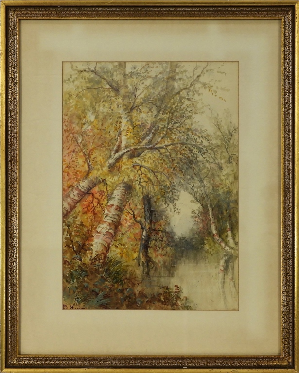 AMERICAN SIGNED HUNT AUTUMN WC