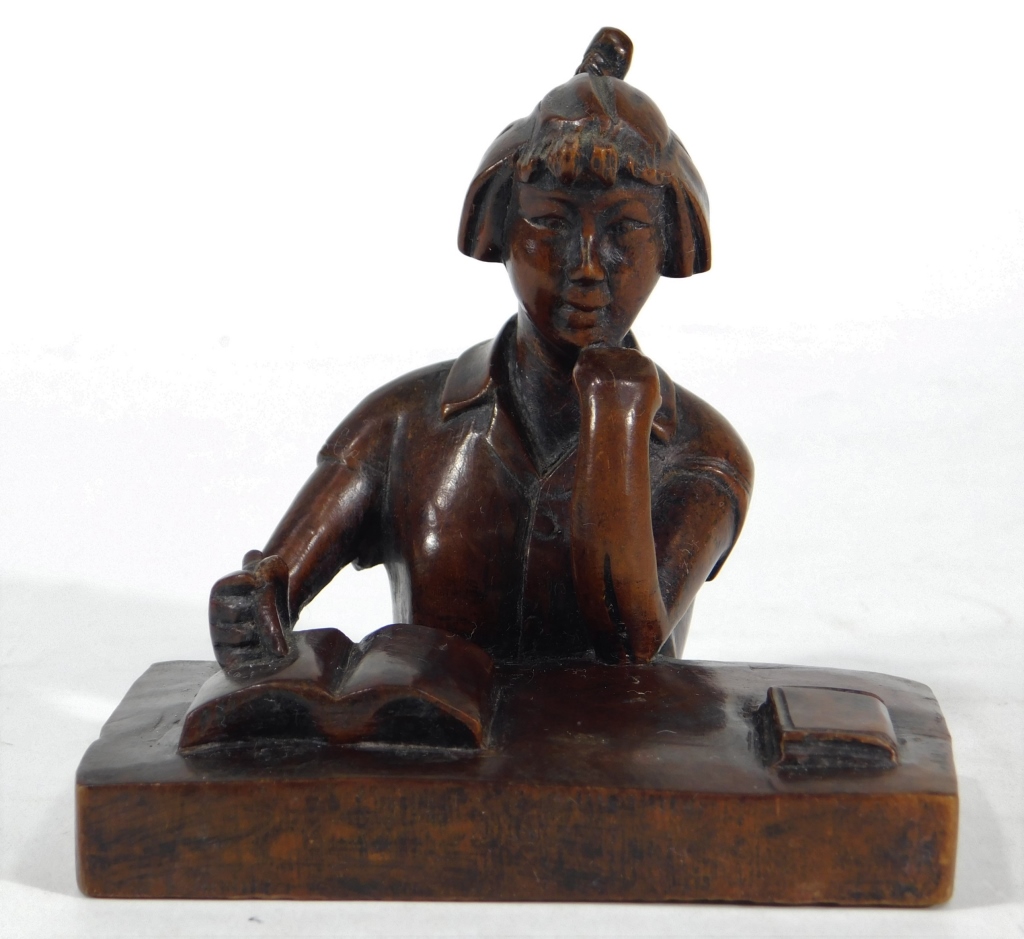 FINE JAPANESE CARVED WOOD SCHOLARS