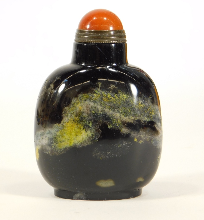 CHINESE BLACK AGATE HARDSTONE SNUFF 29c287