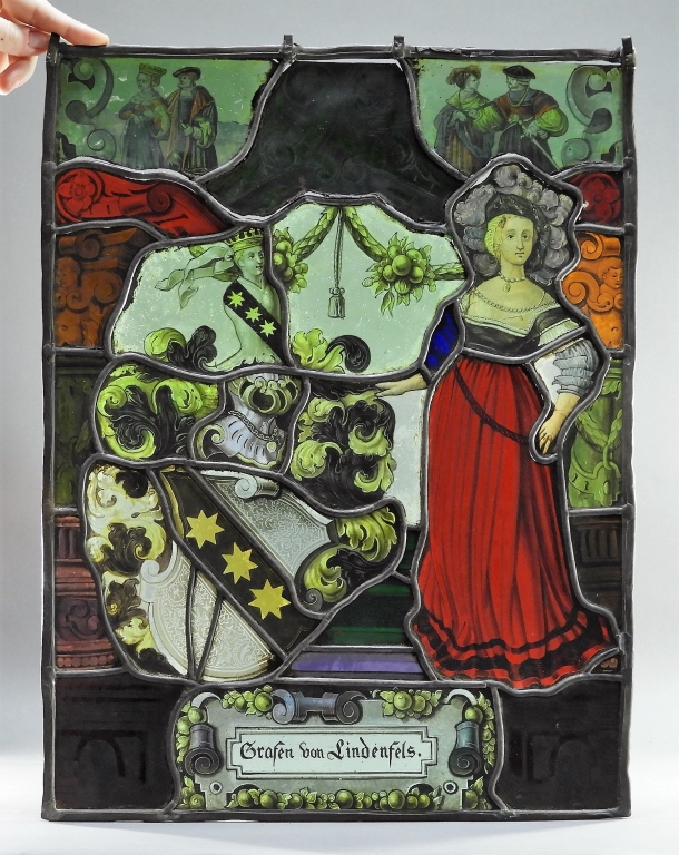 19C GERMAN ARMORIAL STAINED GLASS