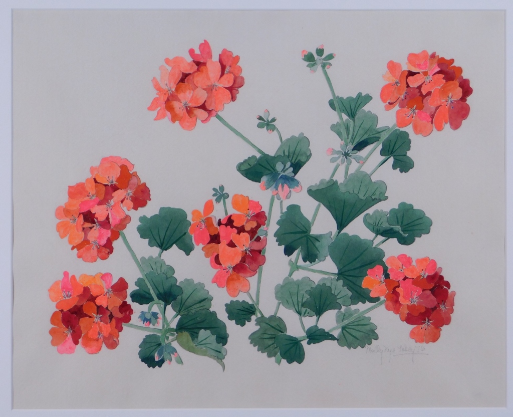 MOLLY NYE TOBY RED GERANIUMS STILL LIFE