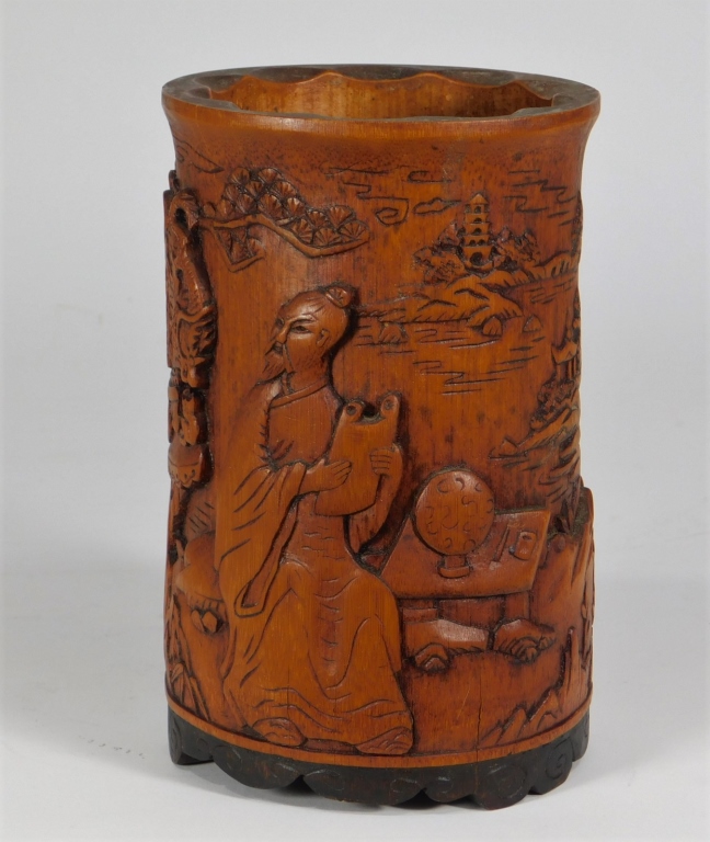 CHINESE CARVED BAMBOO LANDSCAPE 29c4f2