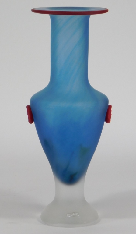 SWEDISH KOSTA BODA BLUE & RED ART GLASS