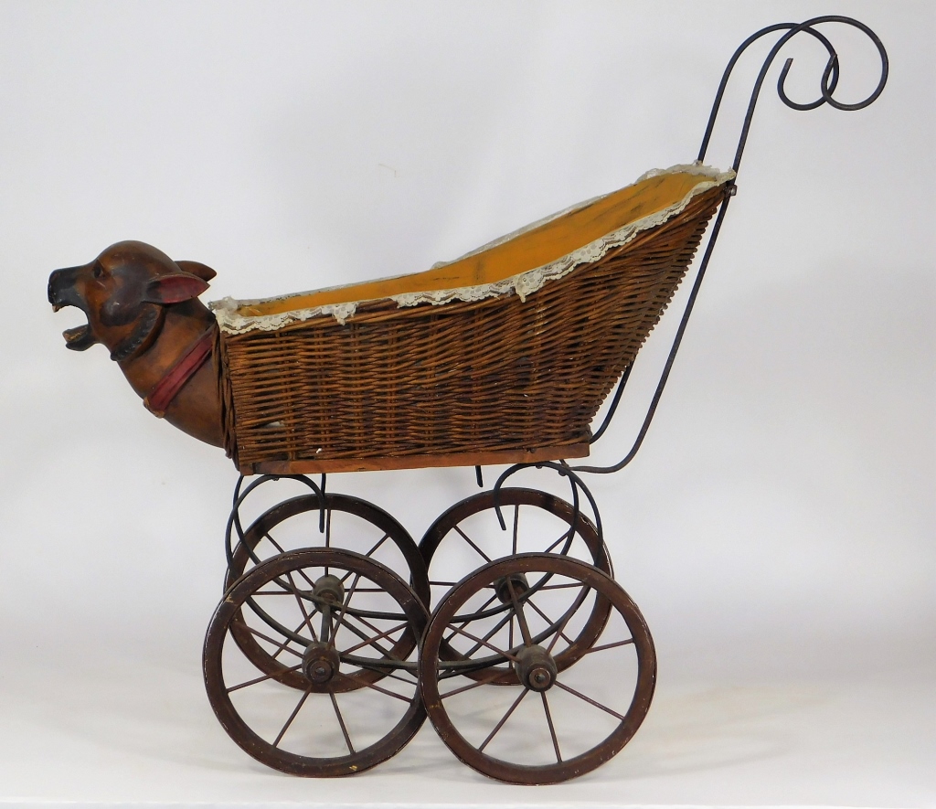 C1900 VICTORIAN CARVED WOOD DOG HEAD