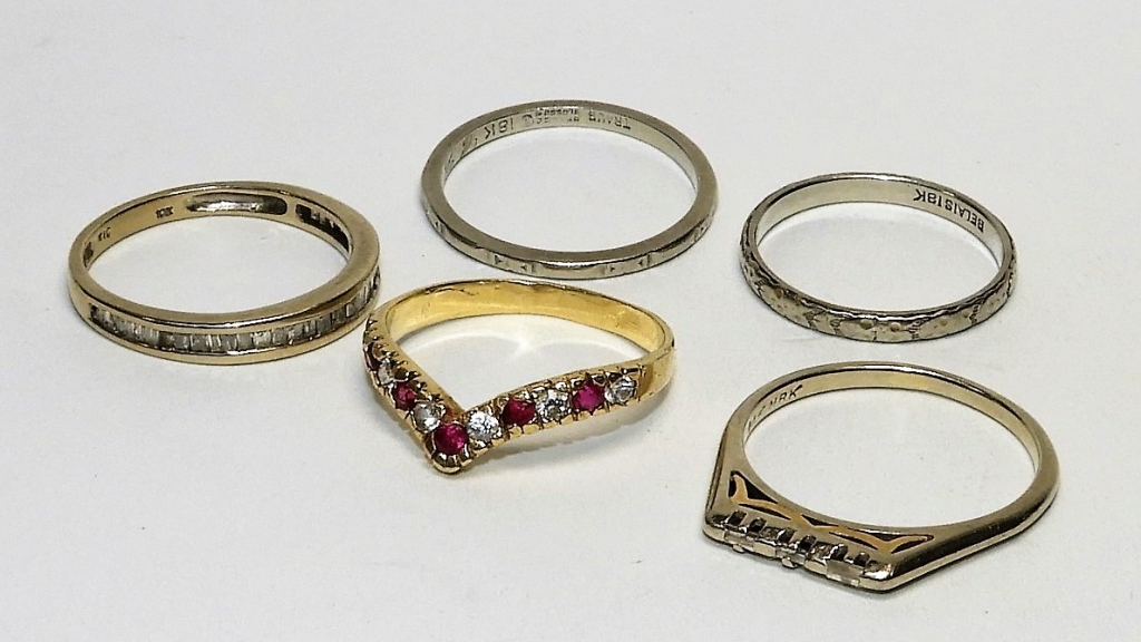 5PC 10 18K GOLD DIAMOND RUBY 29c58b