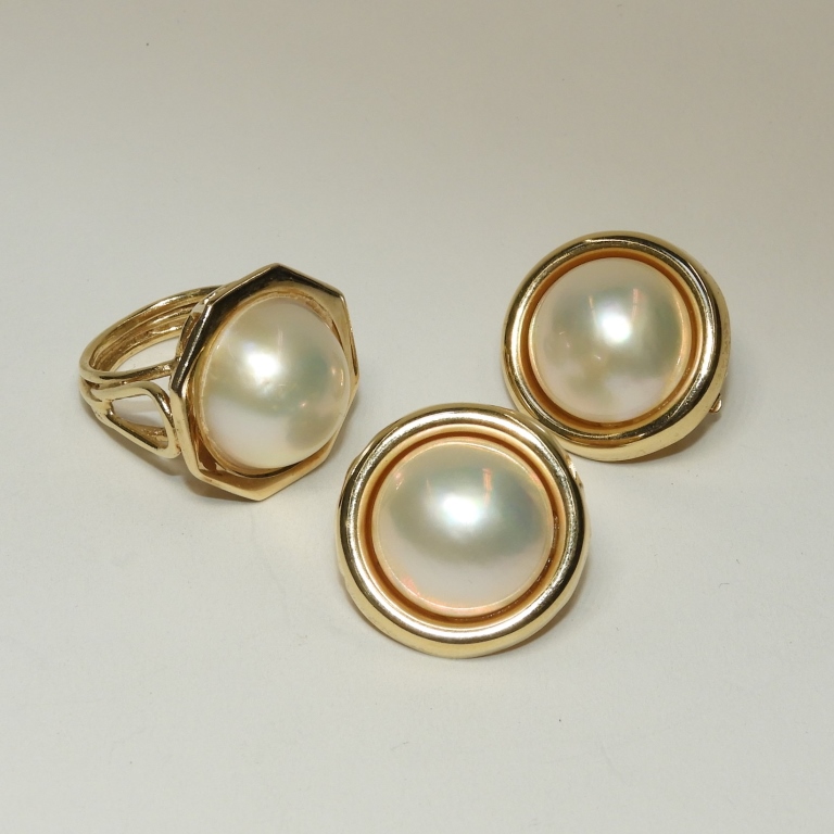 14K YELLOW GOLD CABOCHON PEARL 29c5af