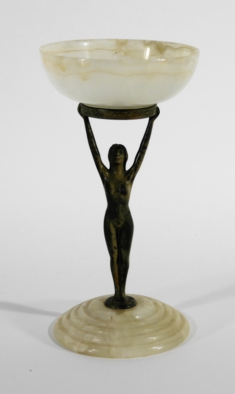 AUSTRIAN ART DECO BRONZE ONYX NUDE 29c5c1