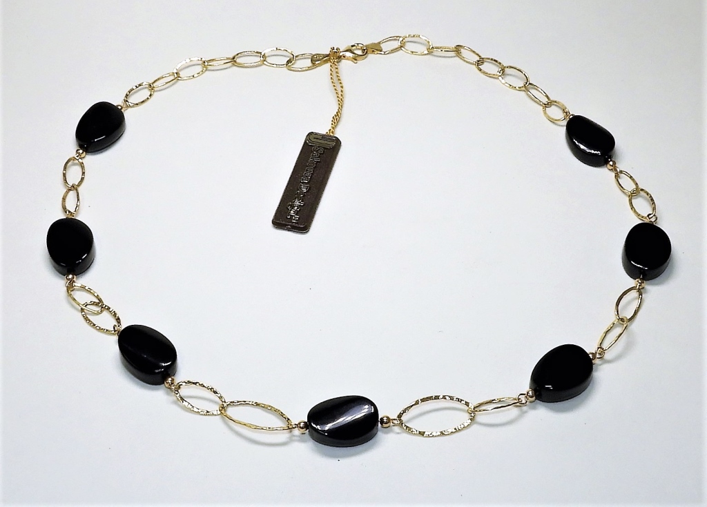 SAKOURA DESIGNS 14K GOLD ONYX LINK