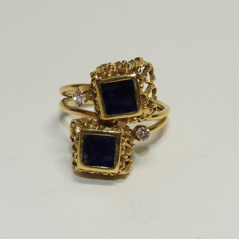 COBALT ENAMEL DIAMOND 18K GOLD 29c617