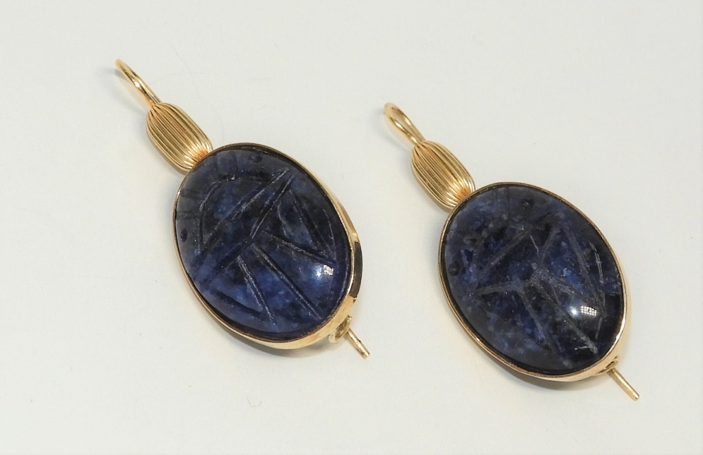 14K GOLD & SODALITE EGYPTIAN SCARAB