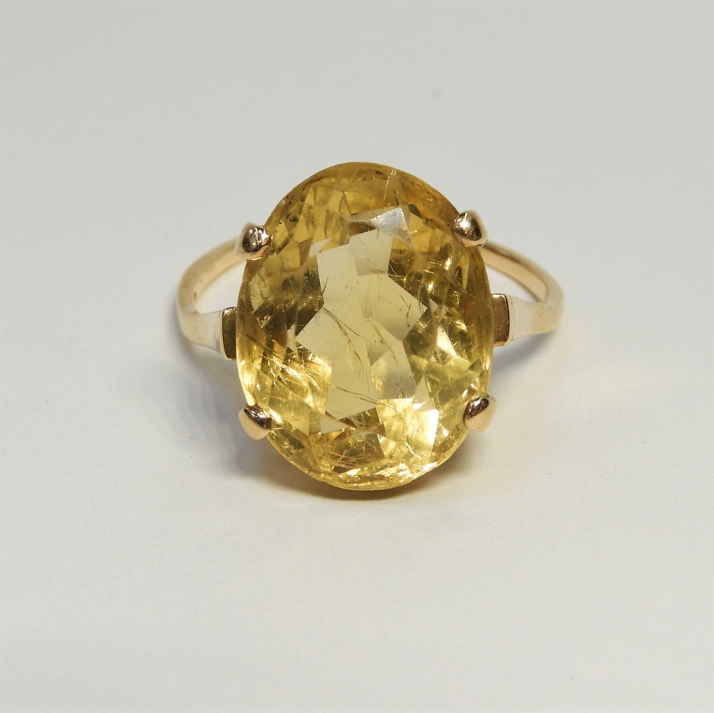 LARGE CENTER CITRINE STONE 14K