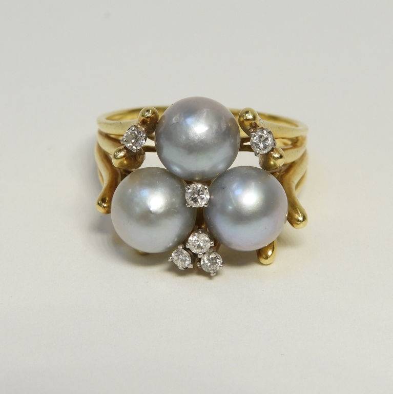 18K YELLOW GOLD PEARL & DIAMOND