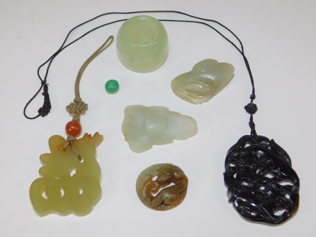 6PC CHINESE QING DYNASTY JADE HARDSTONE