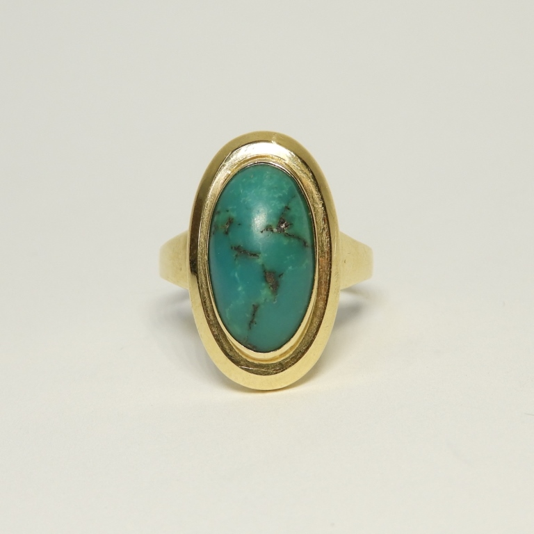 14K YELLOW GOLD TURQUOISE CABOCHON 29c6ae