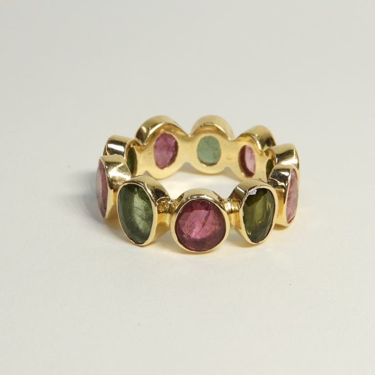 14K YELLOW GOLD TOURMALINE BANDED