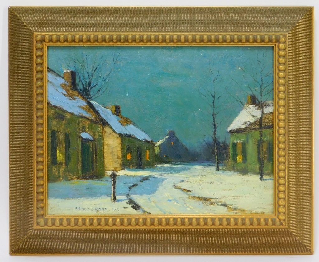 BRUCE CRANE NOCTURNAL WINTER TOWN VILLAGE